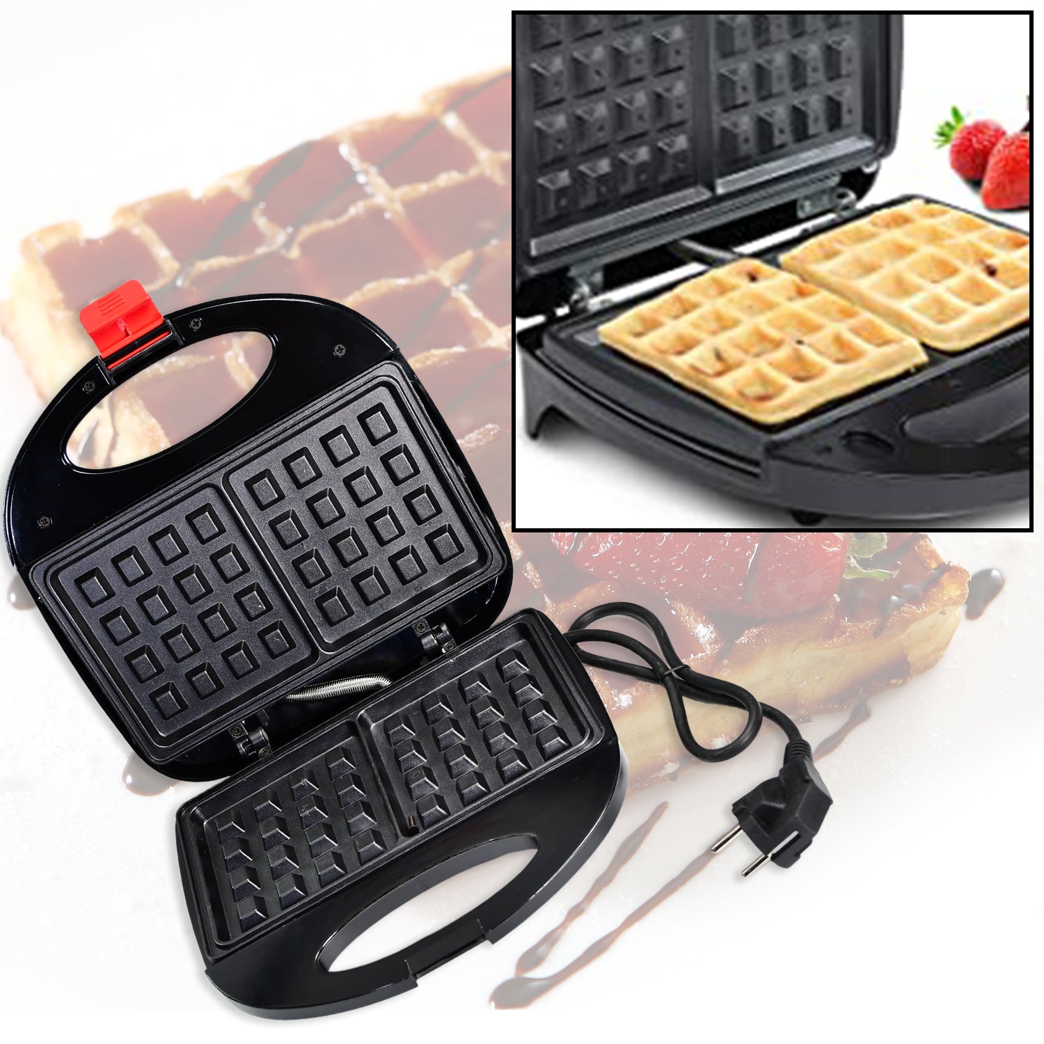 2817 Waffle Maker, Makes 2 Square Shape Waffles| Non-Stick Plates| Easy to Use with Indicator Lights DeoDap 2817 Waffle Maker, Makes 2 Square Shape Waffles| Non-Stick Plates| Easy to Use with Indicator Lights DeoDap